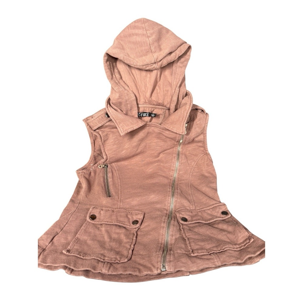 Cruel Vest Womens L Hooded Asymmetrical Zip Brown Moto Western
